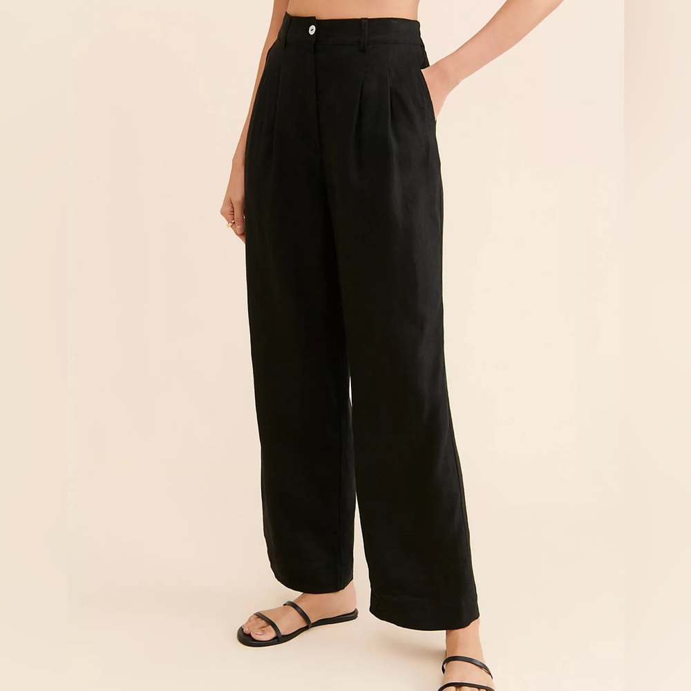 DONNI. Black High-Waist Wide-Leg Pants